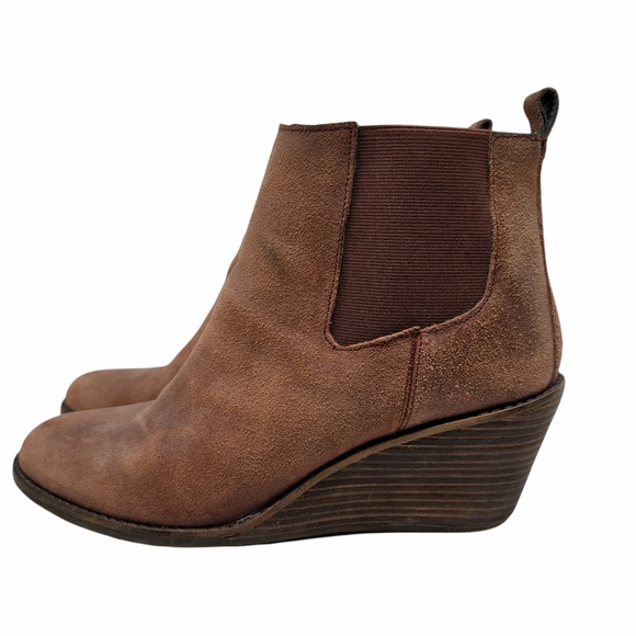 Lucky Brand Brown "Pallet" wedge ankle booties 9.5M - Picture 4 of 10
